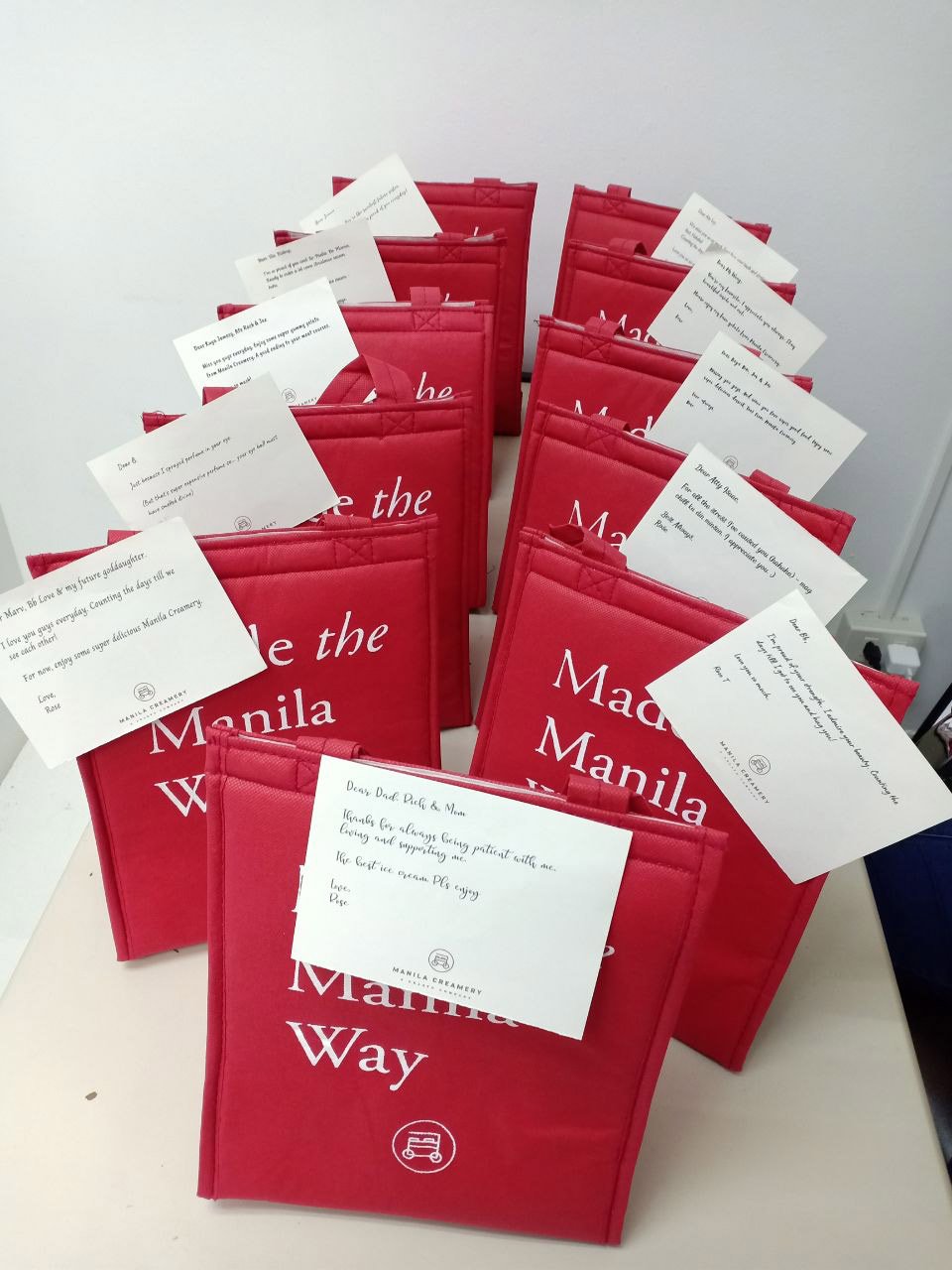 They do deliveries within Metro Manila in cute insulator bags with hand-written notes to secure quality & deliciousness with a touch of personal for you and loved ones.